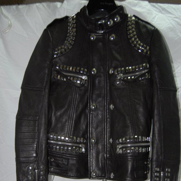 EU 38 ❤️$2495 DIESEL BLACK GOLD Women's LEATHER JACKET Biker Riding jacket ITALY - Picture 1 of 16